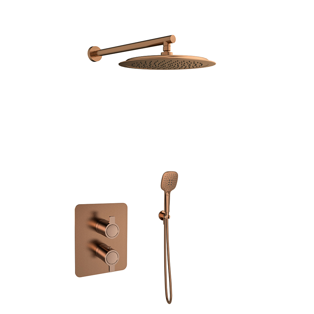 Встраиваемый термостат. смеситель для душа с троп. и ручным душем BLAUTHERM 948722RP300CUC медь