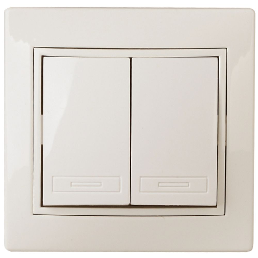 Переключатель Intro Plano 1-107-02 двухклавишный, 10А-250В, IP20, СУ, слоновая кость