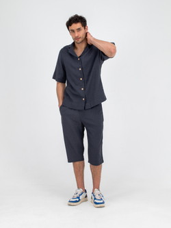 Костюм льняной с шортами. Графит