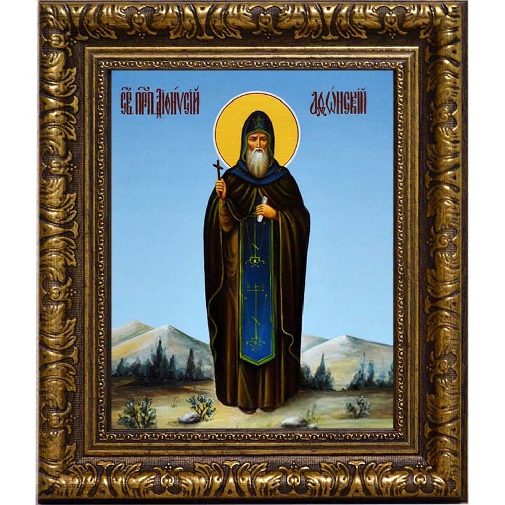 Дионисий Афонский, преподобный ктитор. Икона на холсте.