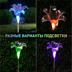 Светильник уличный ЭРА ERASF22-19 Лилия на солнечных батареях садовый 75 см