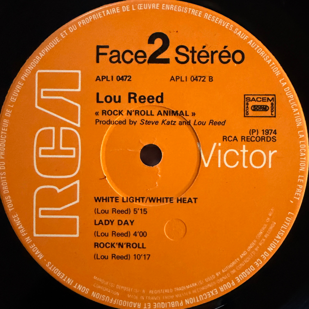 Lou Reed ‎– Rock N Roll Animal (Франция) Т