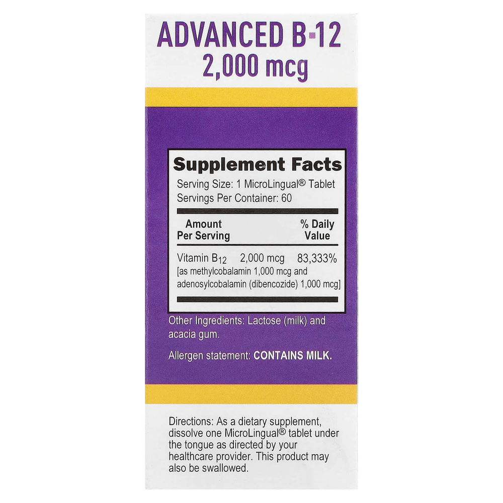 Superior Source, Advanced B-12, 2000 мкг, 60 быстрорастворимых таблеток MicroLingual®