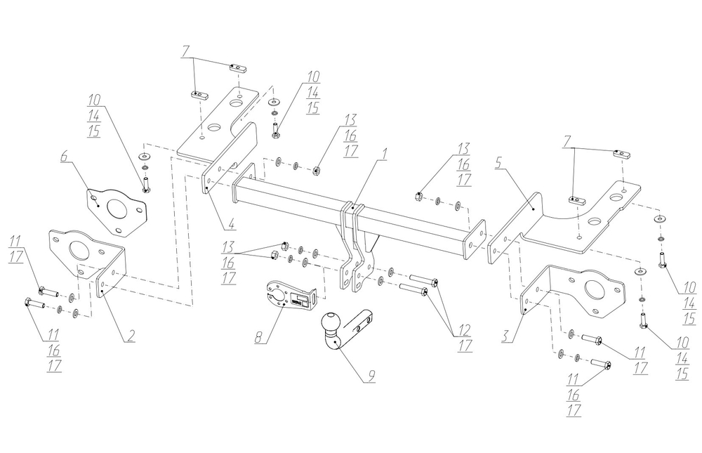 Фаркоп с электр. Smart, GAC GS8 2023-, шар A, 1300/75 кг. F.9011.001, Berg (паспорт, сертификат)