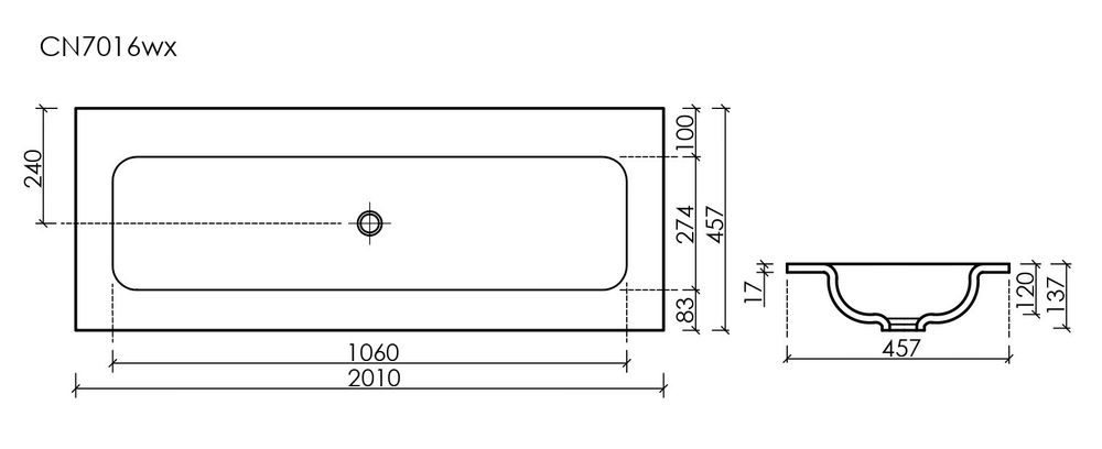 Раковина Ceramica Nova Grace 120 см CN7016MBwx матовый черный