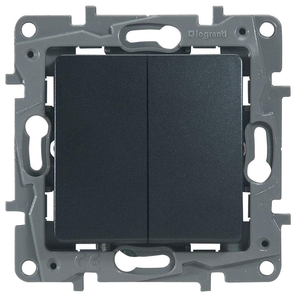 Переключатель 2х-клавишный 10A 250В антрацит ETIKA Legrand