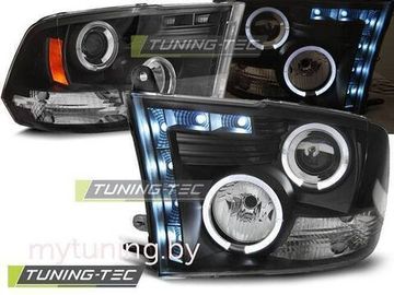 Передние фары angel eyes black для Dodge Ram 09-11
