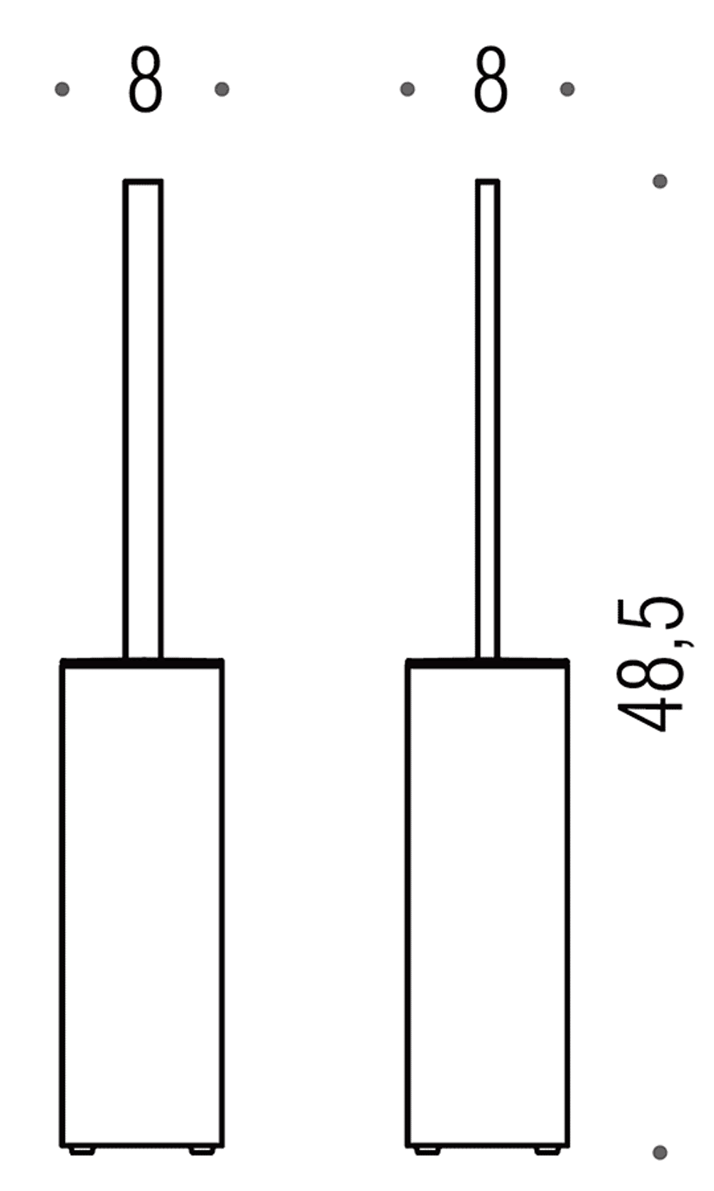 Ершик напольный Colombo Look  B1606, хром схема
