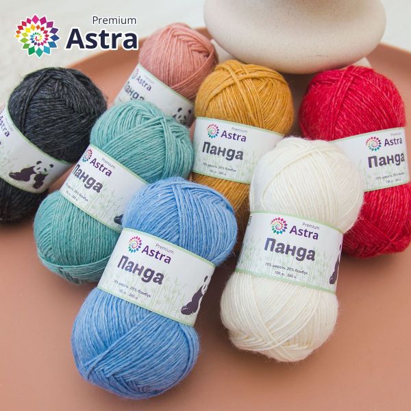 Пряжа Astra Premium (Астра Премиум) Панда (Panda) / уп.2 мот. по 100 г, 240 м, 410 мятный