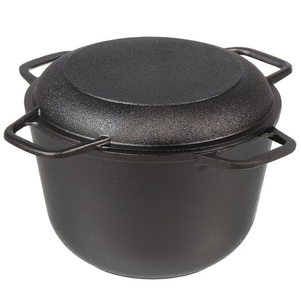 Кастрюля 4л чугунная с крышкой-сковородой, тм Гардарика