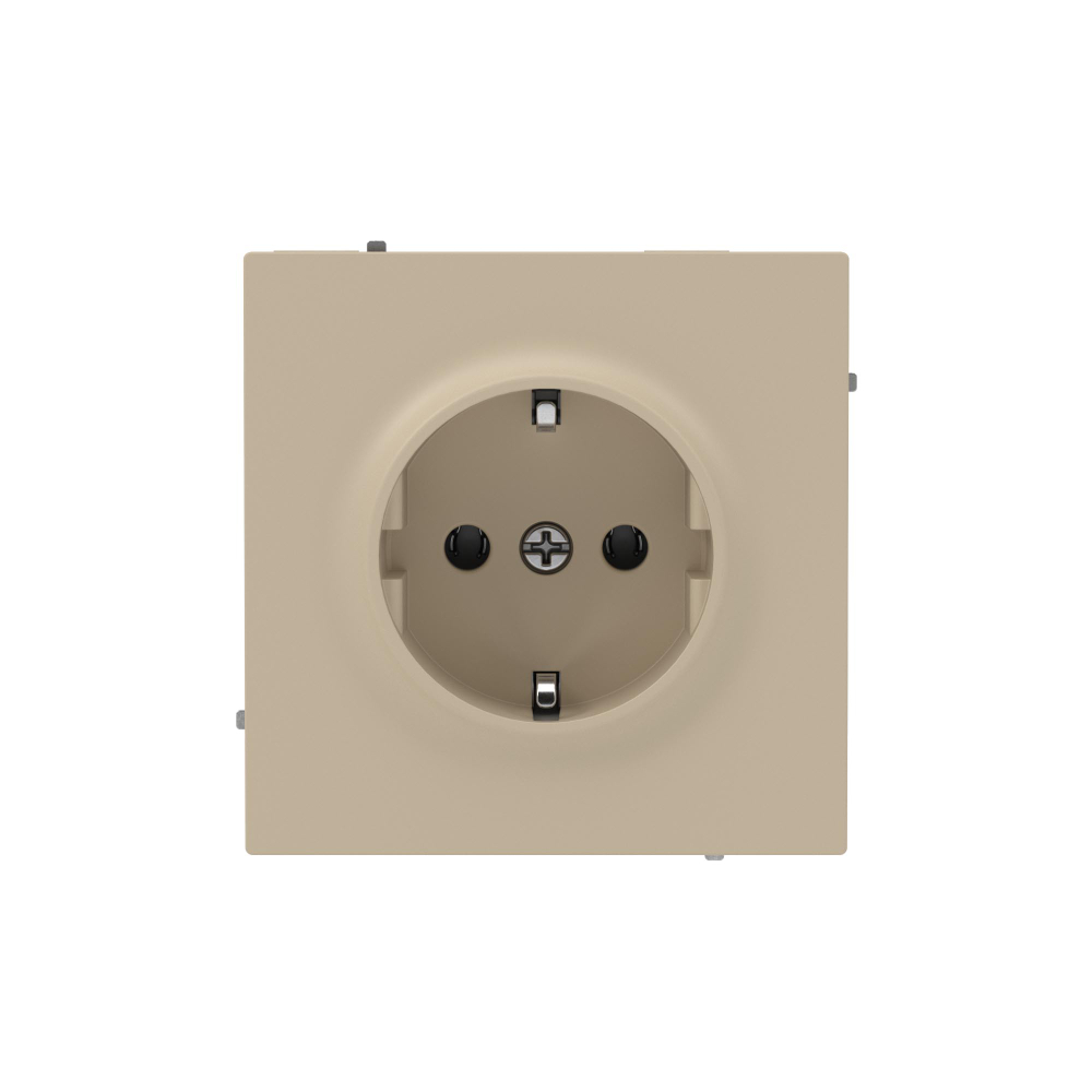 Розетка силовая, 2P+E, с з/ш, KANT, ванильный марципан