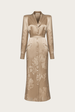 ПЛАТЬЕ-ХАЛАТ ИЗ БЕЖЕВОГО ТРИАЦЕТАТА