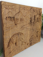 Картина- Панно Медведица резная из дуба 30*28 см