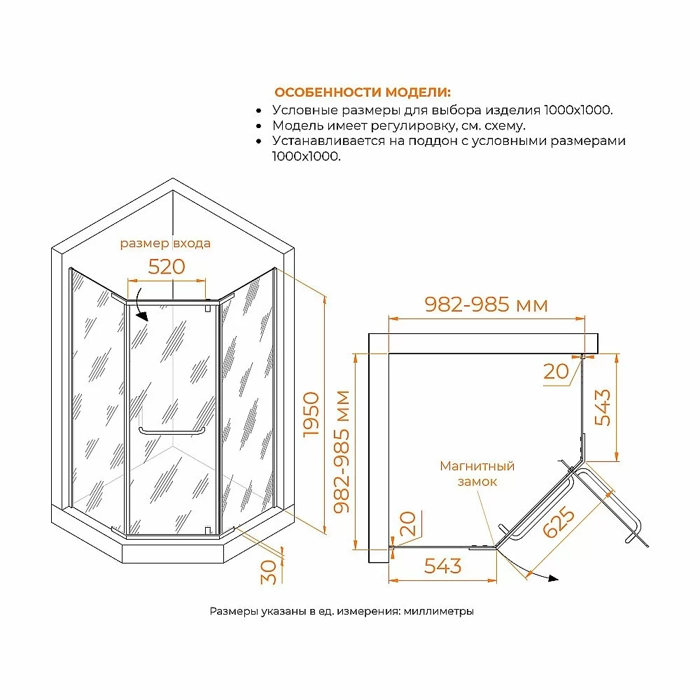 Душевой уголок RGW Passage PA-081B 35088100-24 100x100 стекло матовое/профиль черный