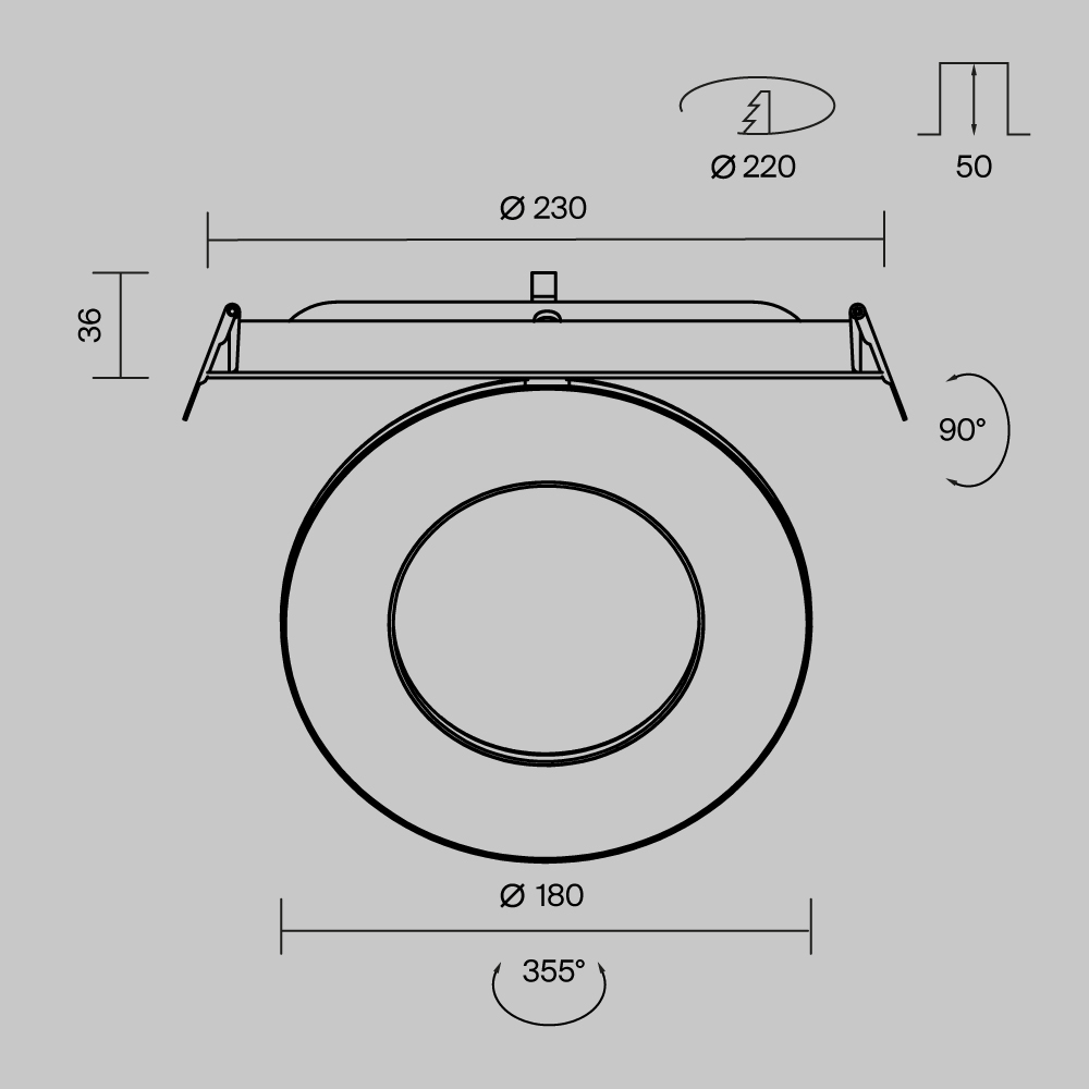 Встраиваемый светильник Technical DL102-12W2.7K-B