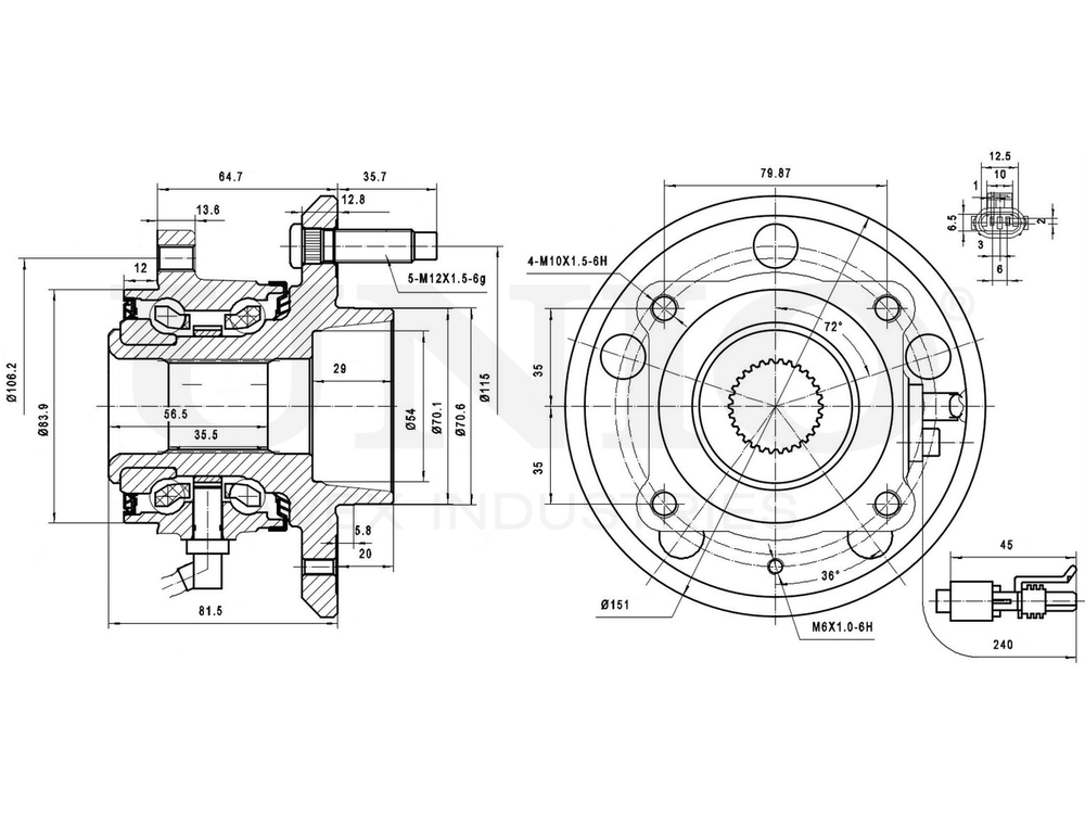 Ступица задняя (с ABS) UNIO HUB-20117