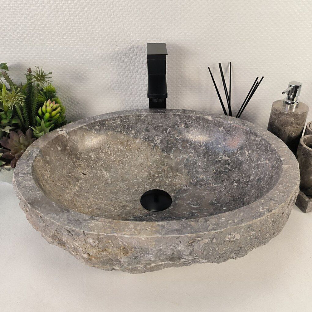 Каменная раковина из мрамора Erozy Grey EM-04748 (51*41*15) 0188 из натурального камня