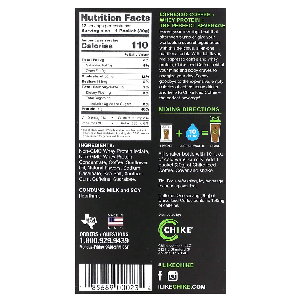 Chike Nutrition, Кофе со льдом с высоким содержанием протеина, карамель, 12 пакетиков по 30 г (1,06 унции)