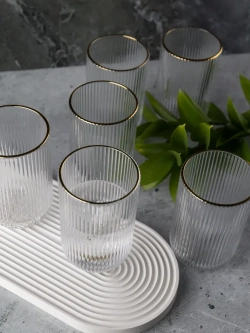 Набор бокалов для воды, 450мл. 6 шт. с золотой каймой