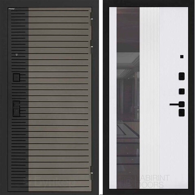 Входная дверь Бункер BN-15 - 32 Зеркало тонировка Белый софт рельеф