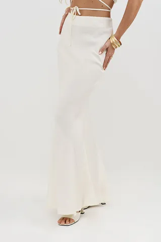 Юбка-рыбка из вискозы ванильного цвета