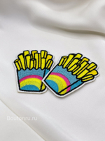 Нашивка "картошка фри" желто-голубая 5,5х4 см