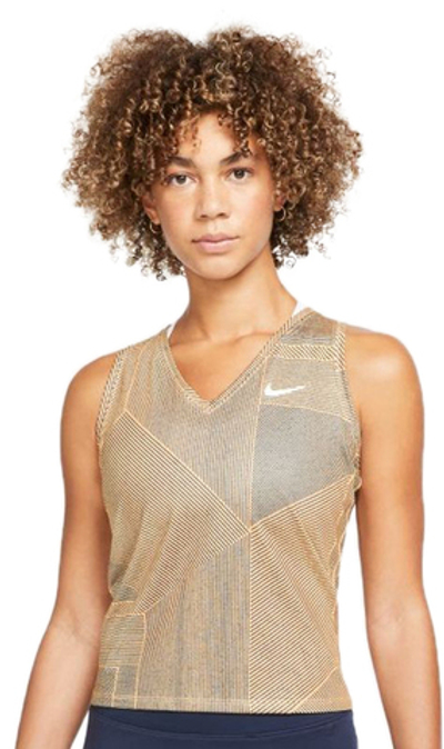 Женский топ теннисный Nike Court Victory Printed Tennis Tank W - peach cream/white