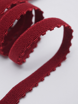 Резинка бельевая бордовая ажурная 8 мм с учетом фестона