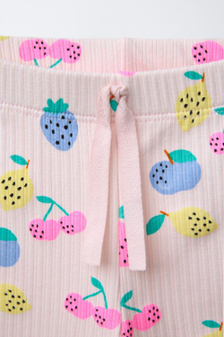 ZARA ЛЕГИНСЫ FLARED В РУБЧИК С ПРИНТОМ, БЛЕДНО-РОЗОВЫЙ