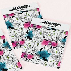 Ткань бифлекс графические цветы