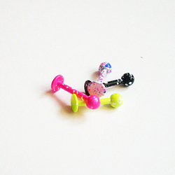 Лабретты с шариками для пирсинга губы из медицинской стали с цветным анодированием