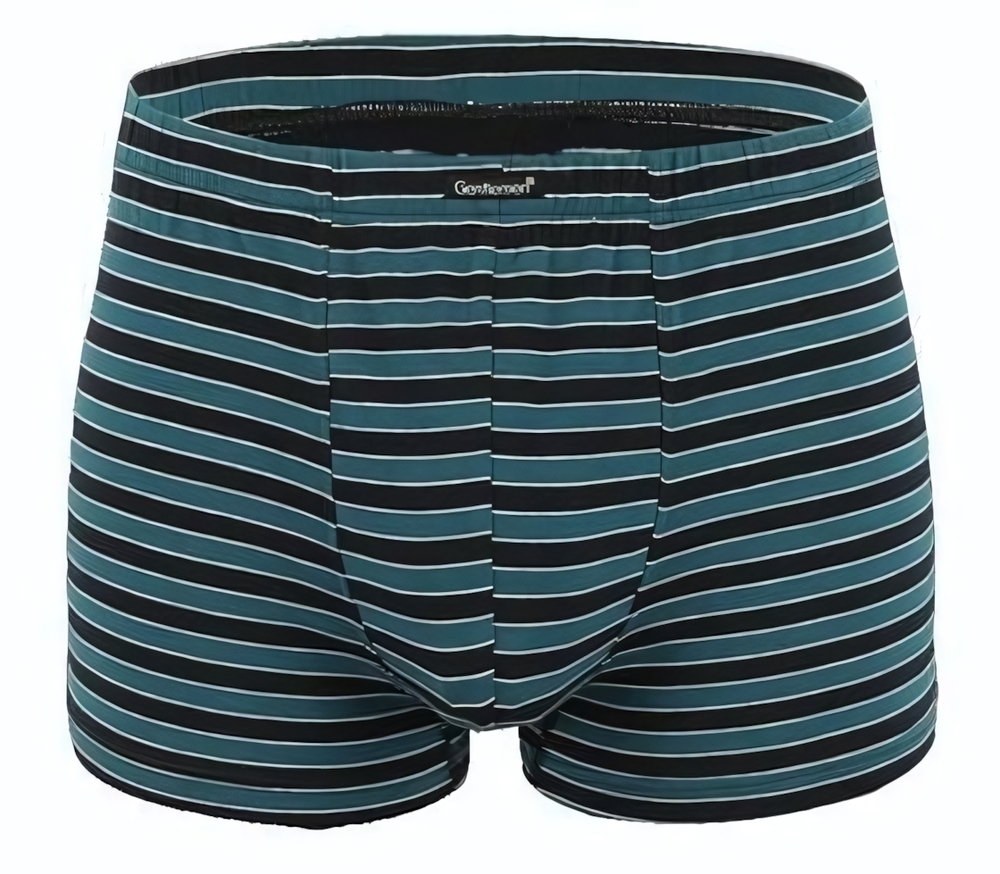 Удобные мужские трусы-боксеры в полоску (Размер: L) (Цвет: зеленый с черным)