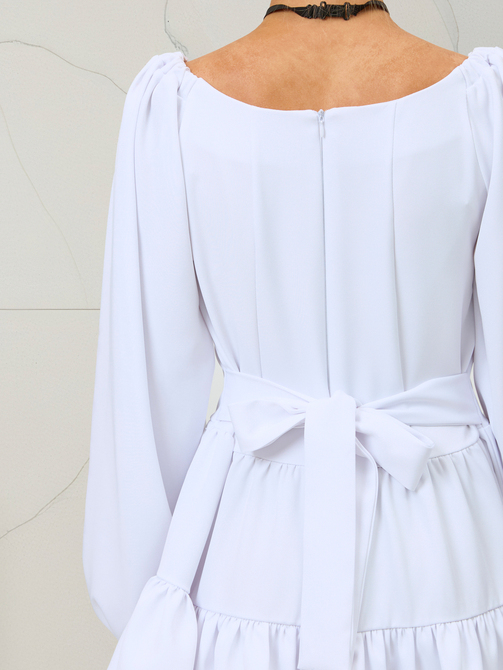 Платье праздничное ярусное с воланами для девочки белое