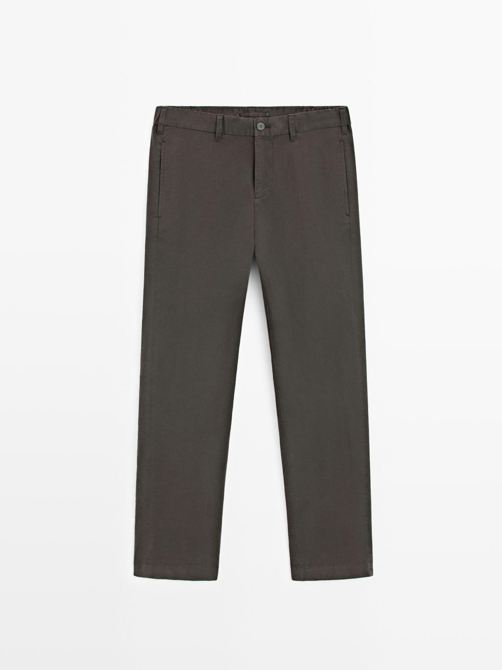 Massimo Dutti Зауженные брюки из смесовой хлопковой ткани, коричневый
