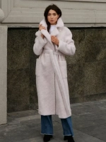 Шуба чебурашка пальто тедди из шерсти, жемчужная, SilverFox