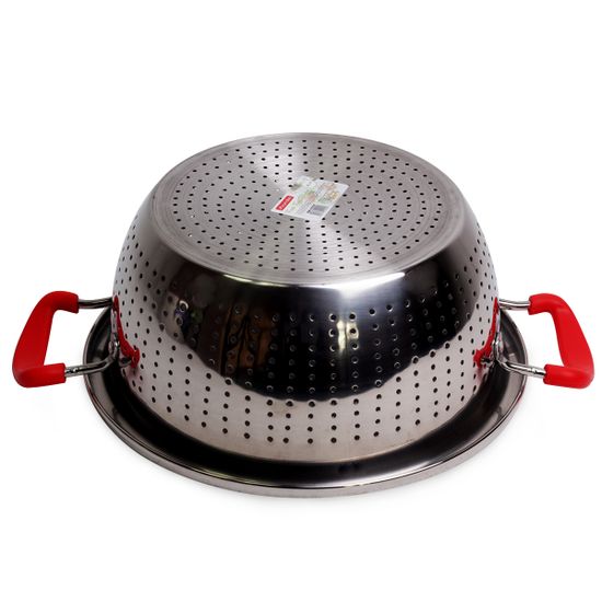 Дуршлаг 26 см. из нержавеющей стали Kamille KM 4359 с двумя силиконовыми ручками