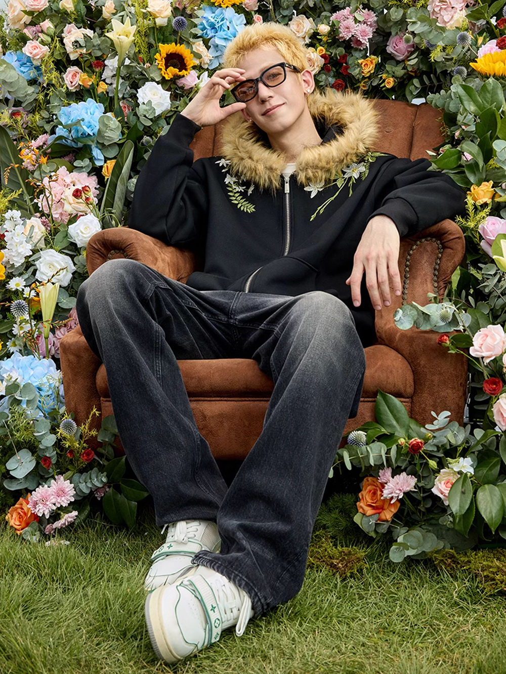 Худи HARSHandCRUEL "Flowers" Fur Hoodie