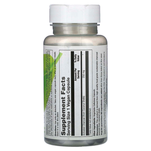 VegLife, веганский древесный уголь, 250 мг, 60 веганских капсул