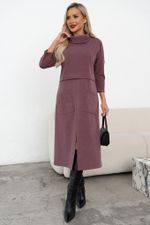 Платье трикотажное с разрезом (сливовый)-48р-р Р11-2008/7 Nikol