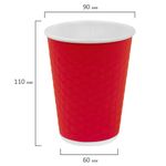 Стакан одноразовый бумажный 300/360 мл, D 90 мм, двухслойный, "Соты", красный, КОМПЛЕКТ 50 шт., холодное/горячее, WELDAY (ВЭЛДЭЙ), 702705