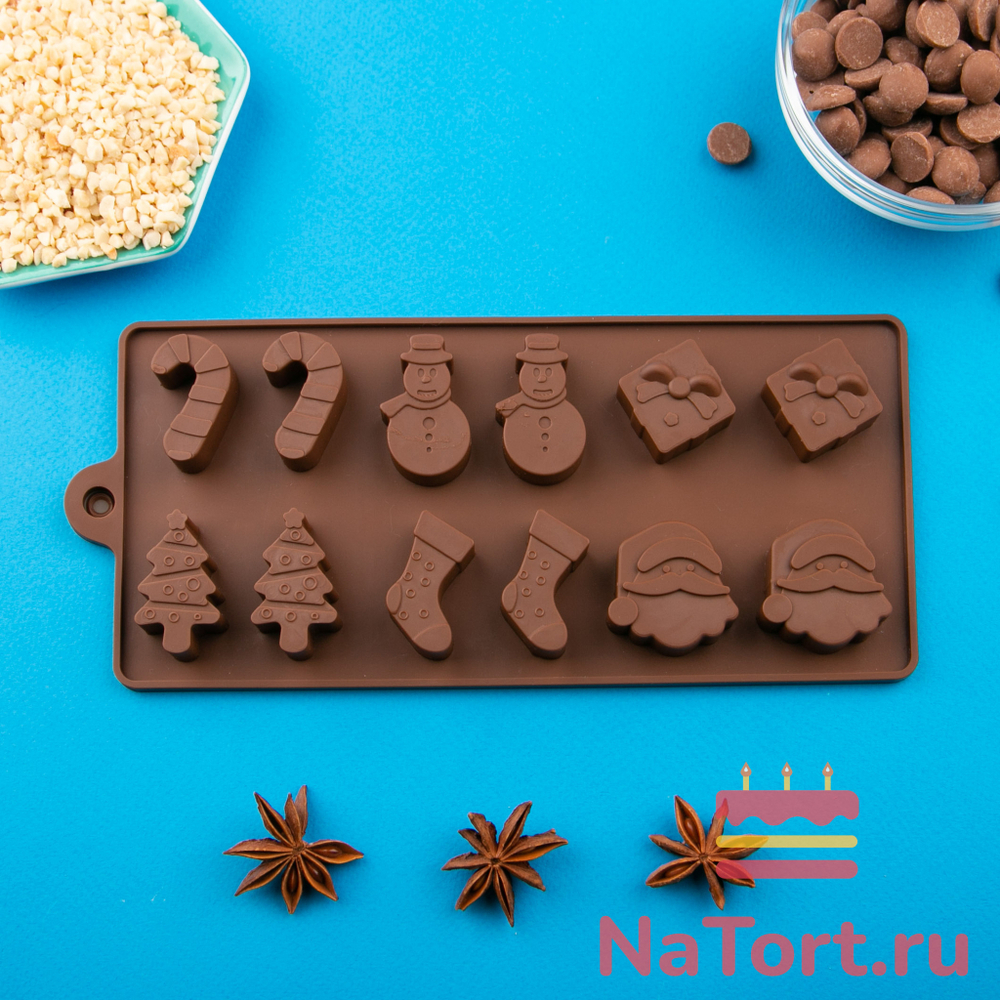 Форма силиконовая «Конфеты новогодние» , 12 ячеек