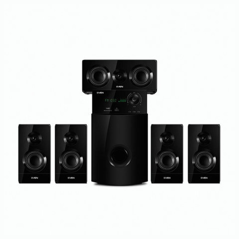 Колонки компьютерные SVEN HT-210, 5.1, 125 Вт, Bluetooth, Optical, Coaxial, FM, дерево, черные, SV-014124