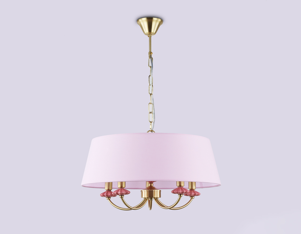 Светильник подвесной LH75021/5 GD/PI золото/розовый E14/5 max 40W D550*730