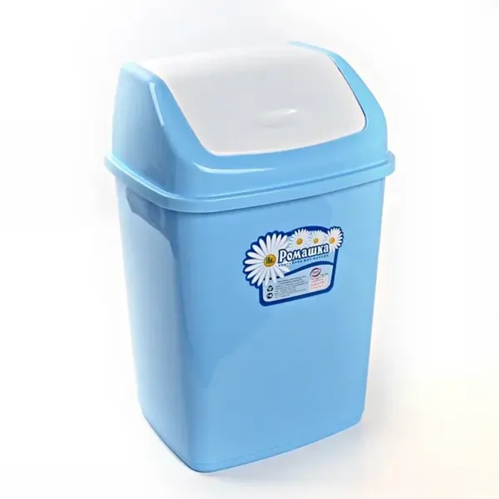 Ведро для мусора»Ромашка»18л с перекидным верхом (Эльфпласт) (Р)