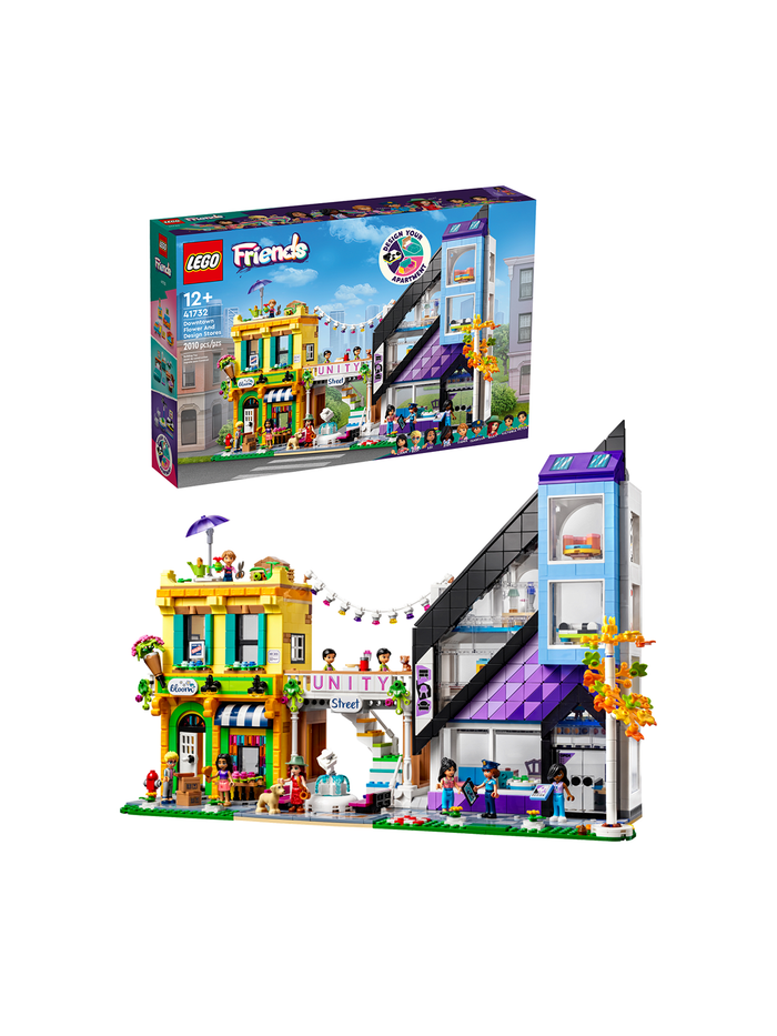 LEGO Friends 41732 Магазины цветов и дизайна, цветочный магазин и студия интерьера, набор с минифигурками, оригинал ЛЕГО