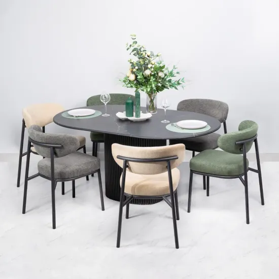 Стул Lucas 2 латте шенилл с чёрными ножками