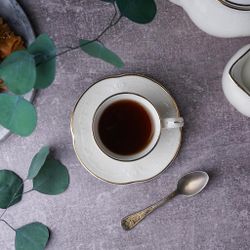 Кофейная пара 100 мл белая d 6,8 см h6 см Gold Aristocrat Noble [6]