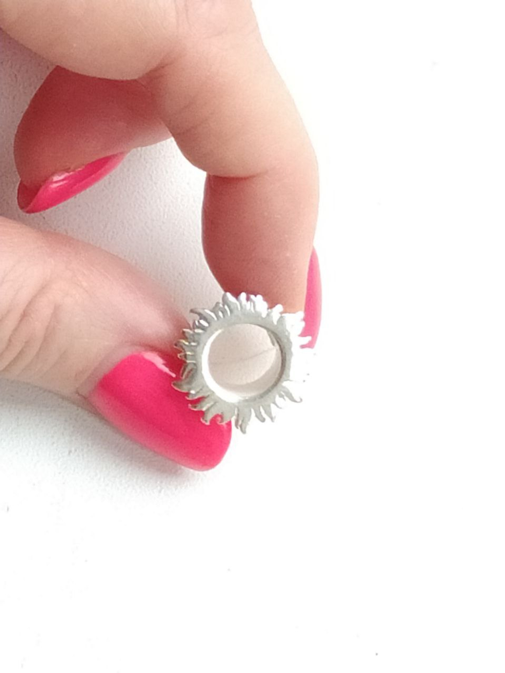 Плага для уха серебряная "Солнце", D 10,8мм