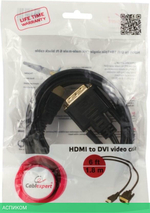 Кабель Cablexpert HDMI-DVI CC-HDMI-DVI-6, 19M/19M, 1.8м single link черный