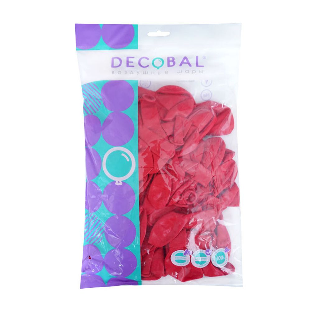 Красный, Пастель / Red, латексный шар 100шт.